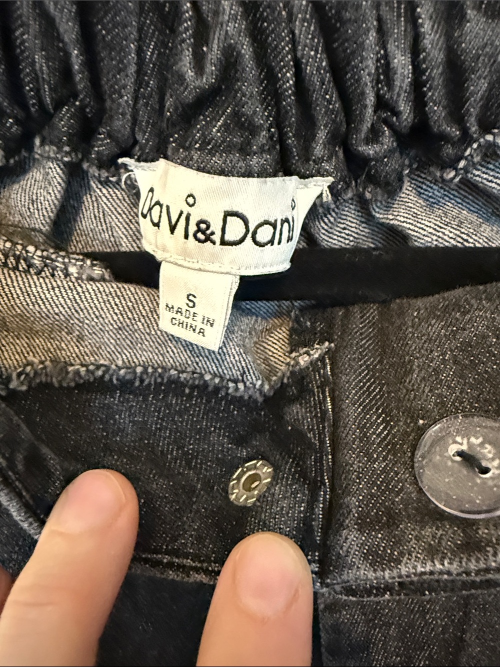 DAVI & DANI Black Washed Denim Wide-Leg Pants - Picture 2 of 16